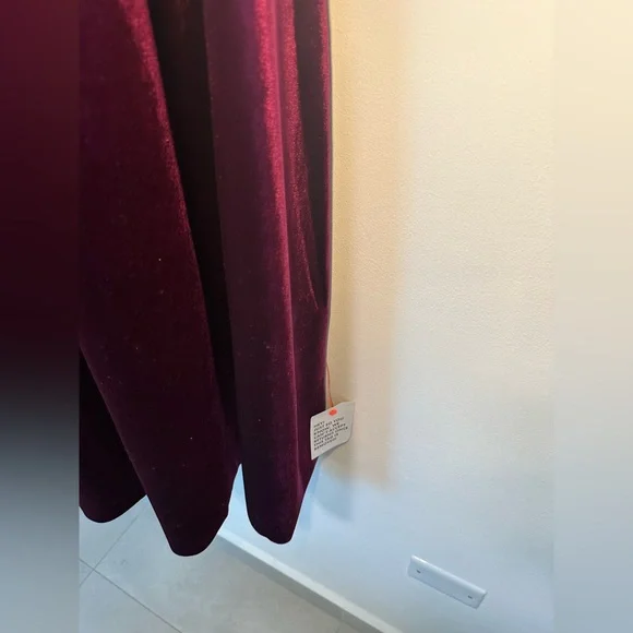 Velvet Bare Shoulder Midi Dress in Berry - Picture 9 of 11